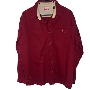 Wrangler Men's Red Casual Button Down Shirt